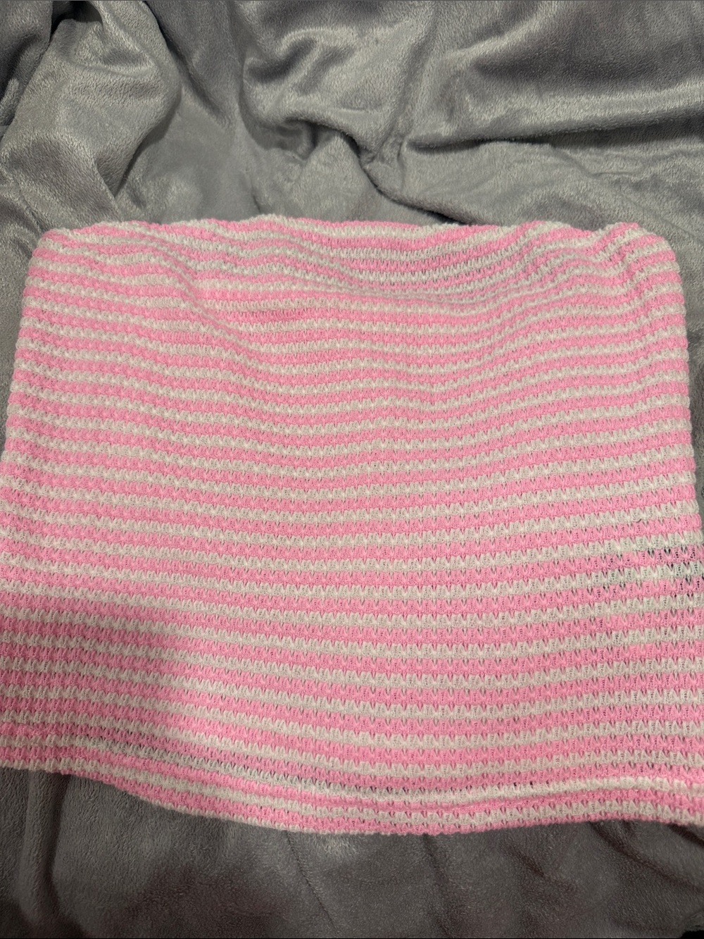 SHEIN Pink & White Striped Knit Tube Top